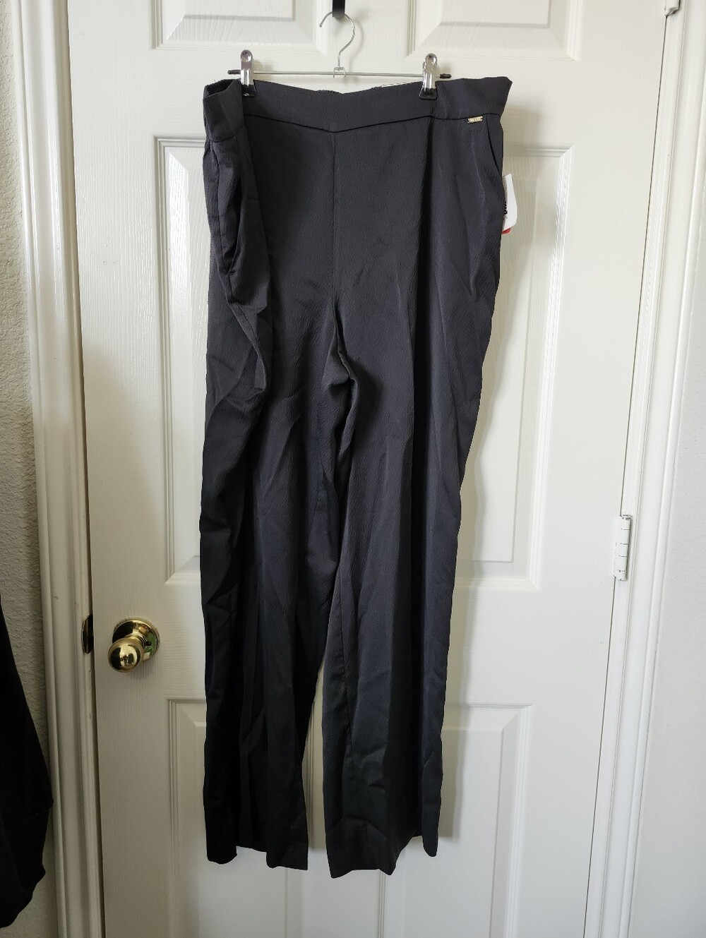 Anne Klein Classic Black Wide-Leg Pants Pull On XL